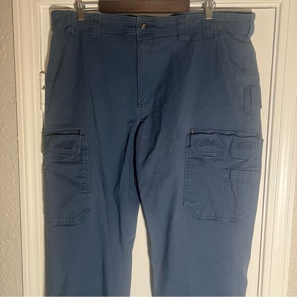 Duluth Trading Co Flex Firehose Cargo Work Pants Mens 42x32 Blue Canvas Utility. - Picture 2 of 9